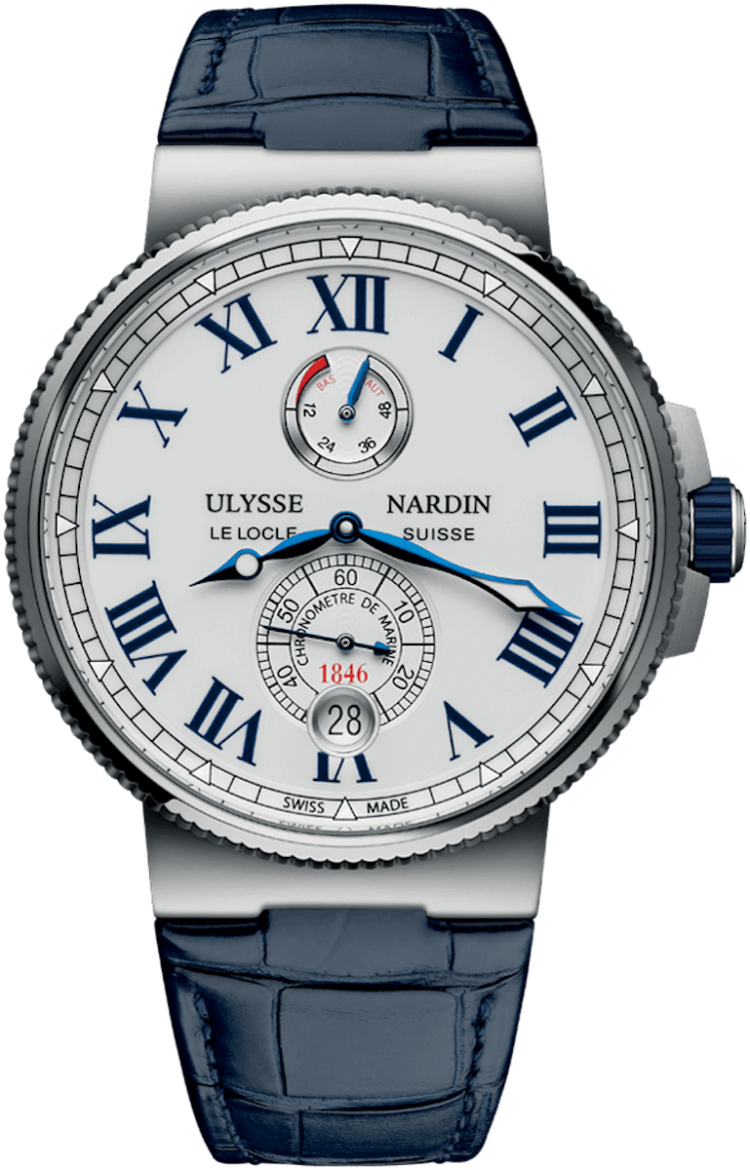 Ulysse Nardin Marine Chronometer 45mm White Lacquer Blue Alligator Men's Watch photo 1