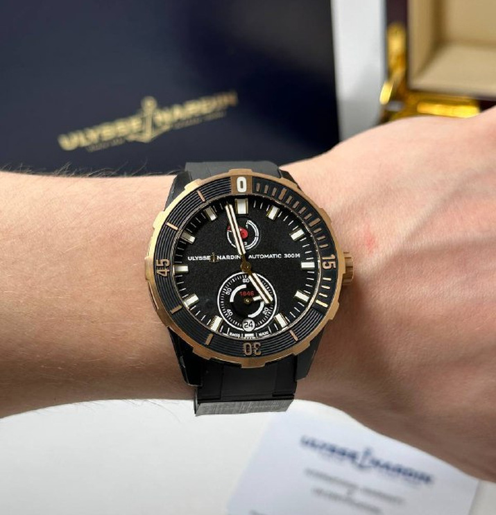 Ulysse Nardin Diver Chronometer 44mm Titanium Rose Gold Rubber Men's Watch