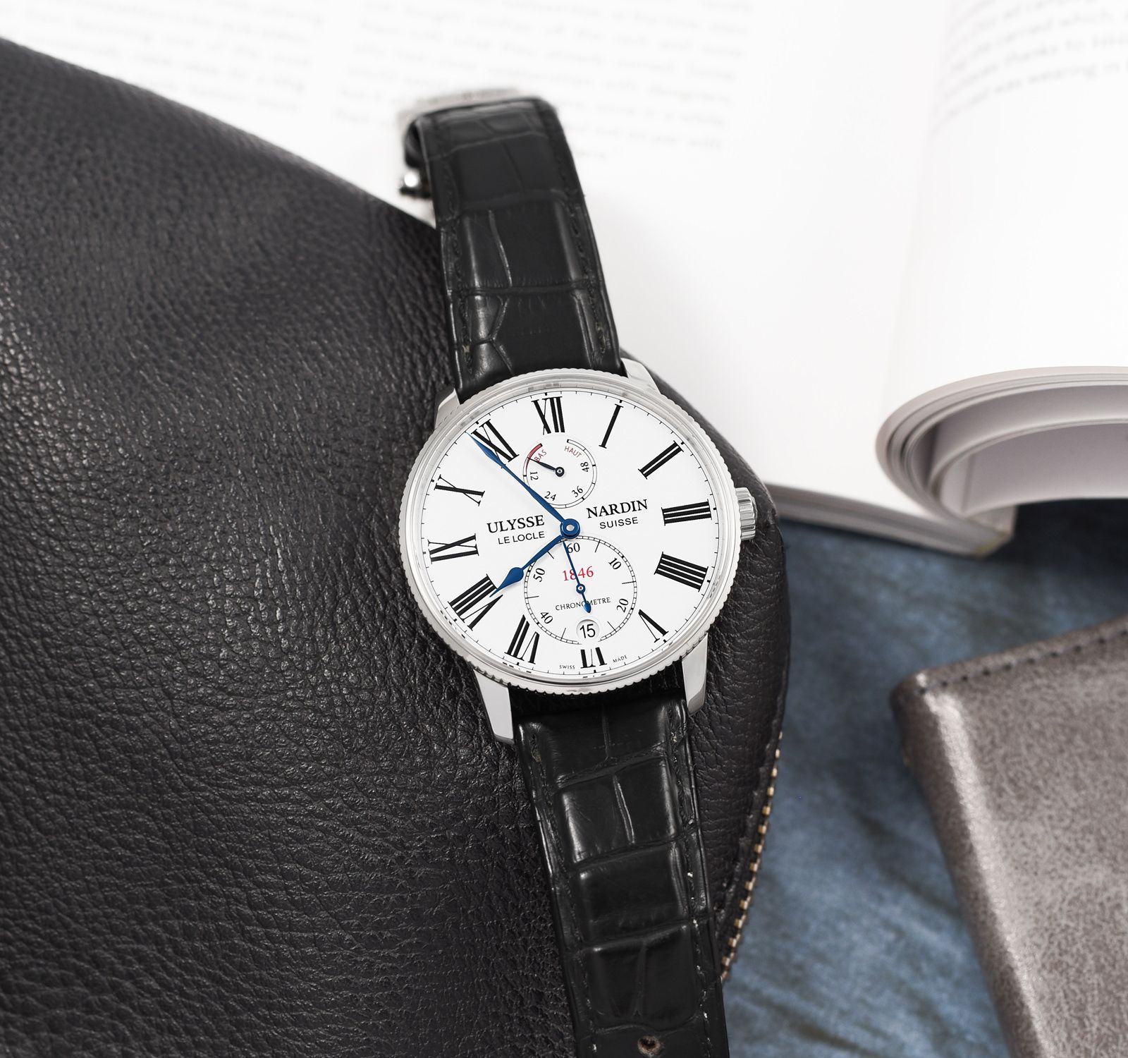 Ulysse Nardin Marine Torpilleur Chronometer 42mm Black Alligator Men's Watch