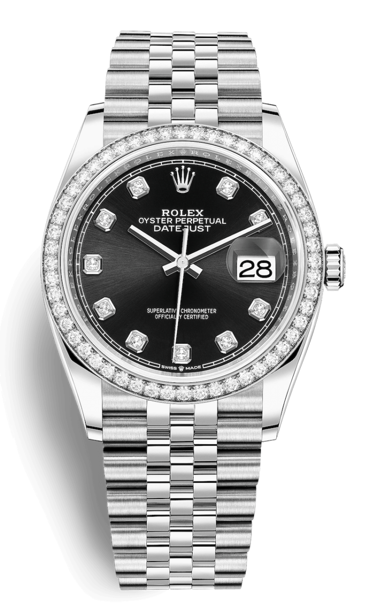 Rolex Datejust 36 White Rolesor Bright Black Dial Diamond-Set Unisex Watch photo 1