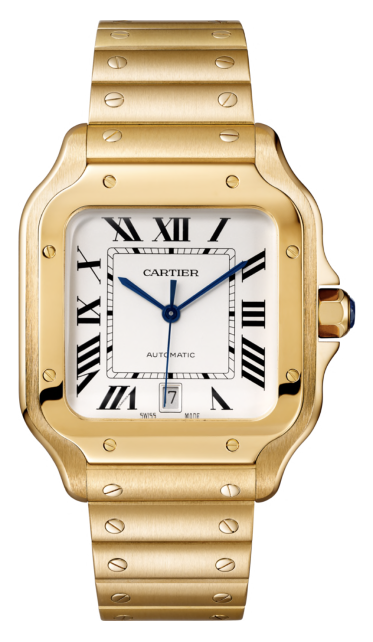 Cartier Santos Large Model Silvered Opaline Yellow Gold Men's Watch photo 1