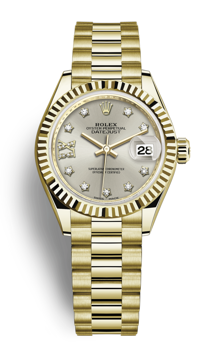 Rolex Lady-Datejust 28 Yellow Gold & Diamond President Watch photo 1
