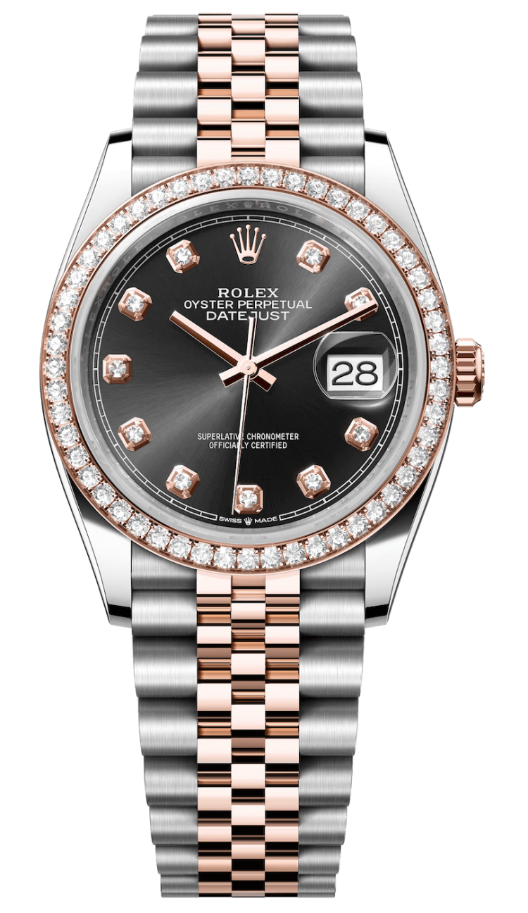 Rolex Datejust 36 Everose Rolesor Black Diamond Bezel Unisex Watch photo 1