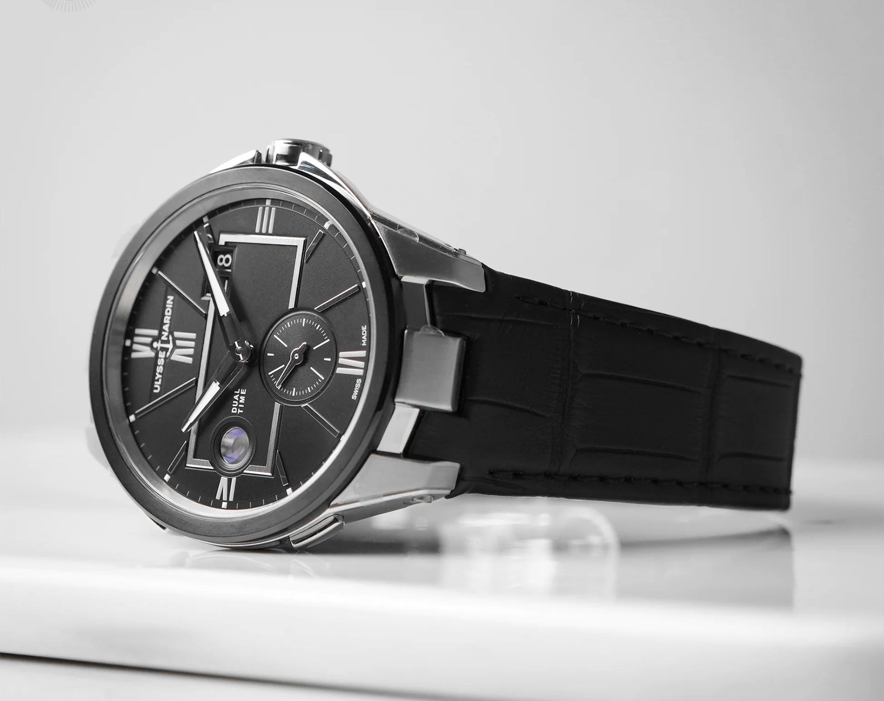 Ulysse Nardin Blast Dual Time 42mm Steel Black Alligator Men’s Watch