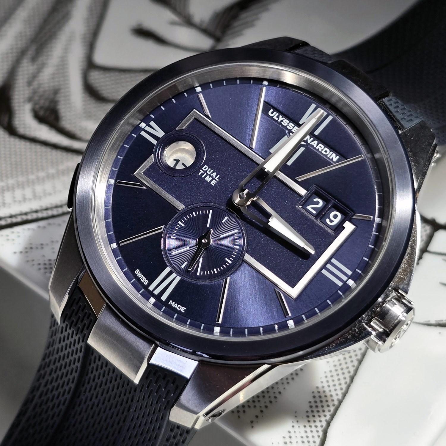 Ulysse Nardin Blast Dual Time 42mm Steel Blue Rubber Men’s Watch