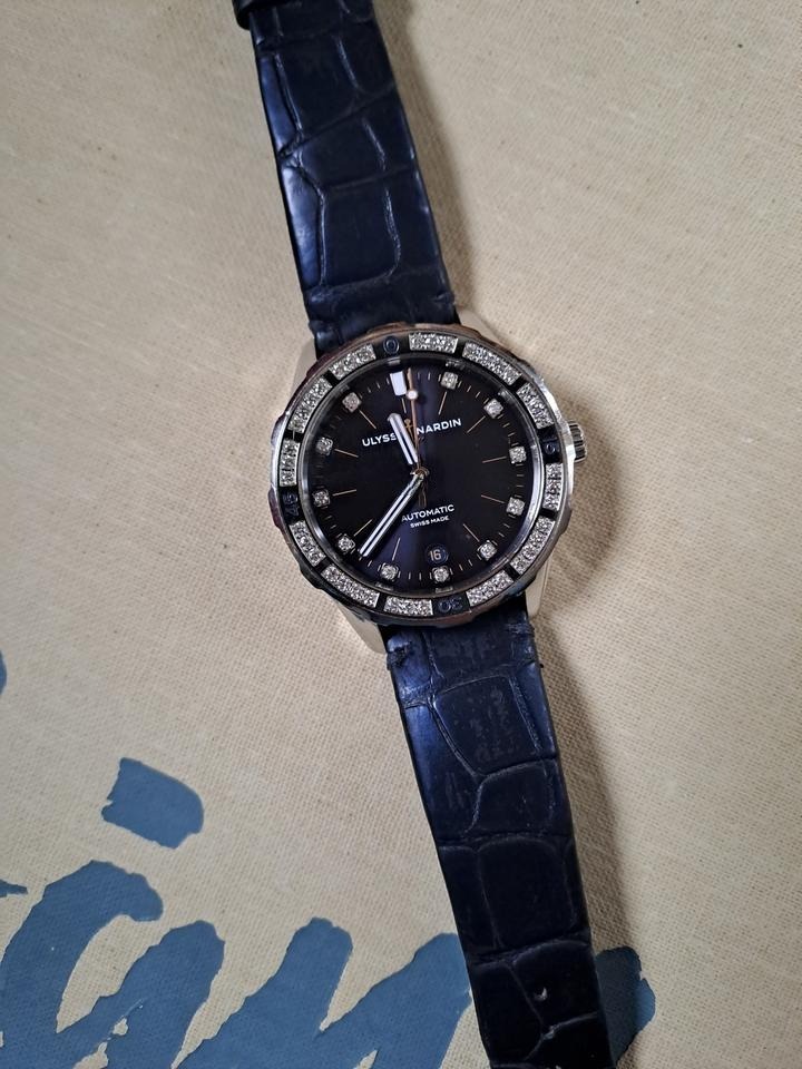 Ulysse Nardin Lady Diver 39mm Diamond Blue Alligator Watch