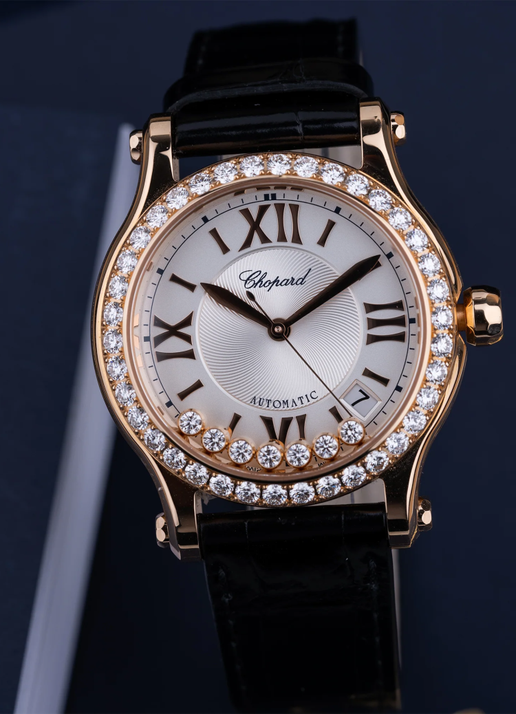 Chopard Happy Sport 36mm Rose Gold Diamond Alligator Ladies Watch