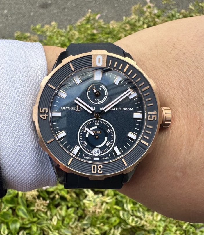 Ulysse Nardin Diver Chronometer Blue 44mm Titanium Rose Gold Rubber Men's Watch