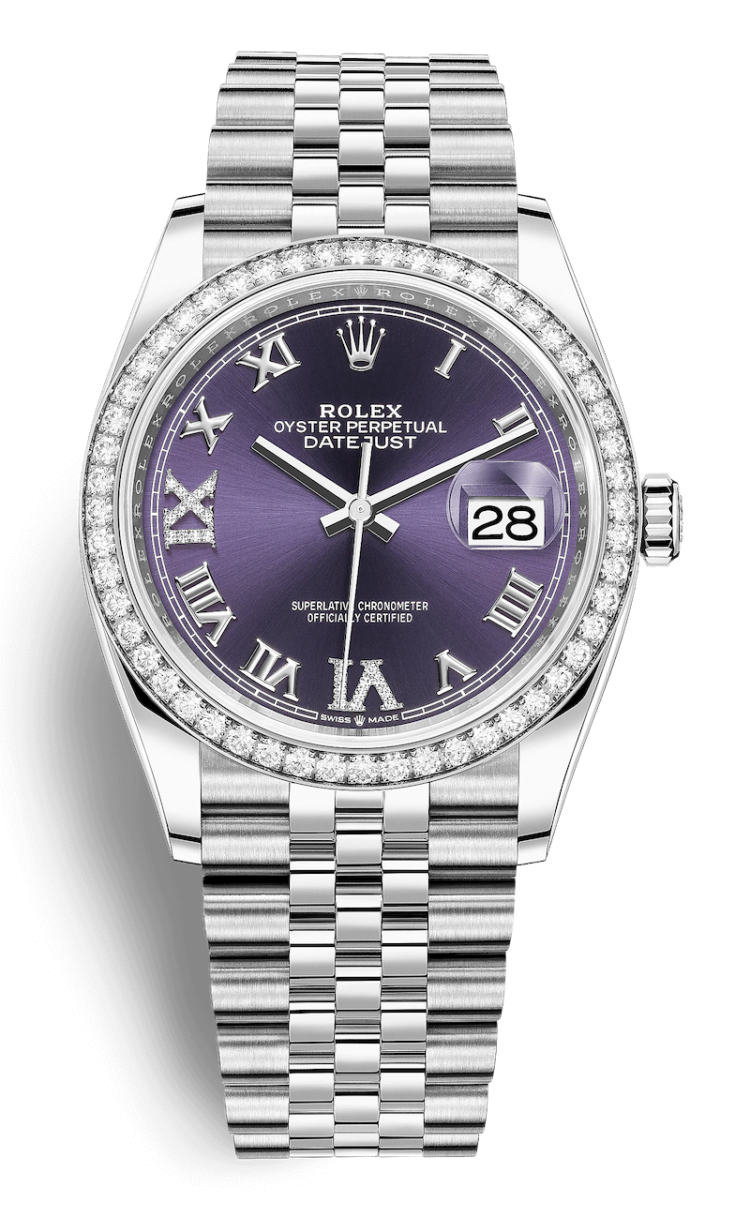 Rolex Datejust 36 White Rolesor Aubergine Roman Diamond Jubilee Unisex Watch photo 1