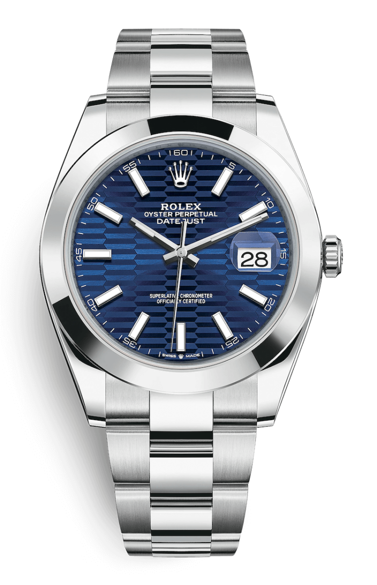 Rolex Datejust 41 Oystersteel Bright Blue Fluted Smooth Oyster Men's Watch photo 1