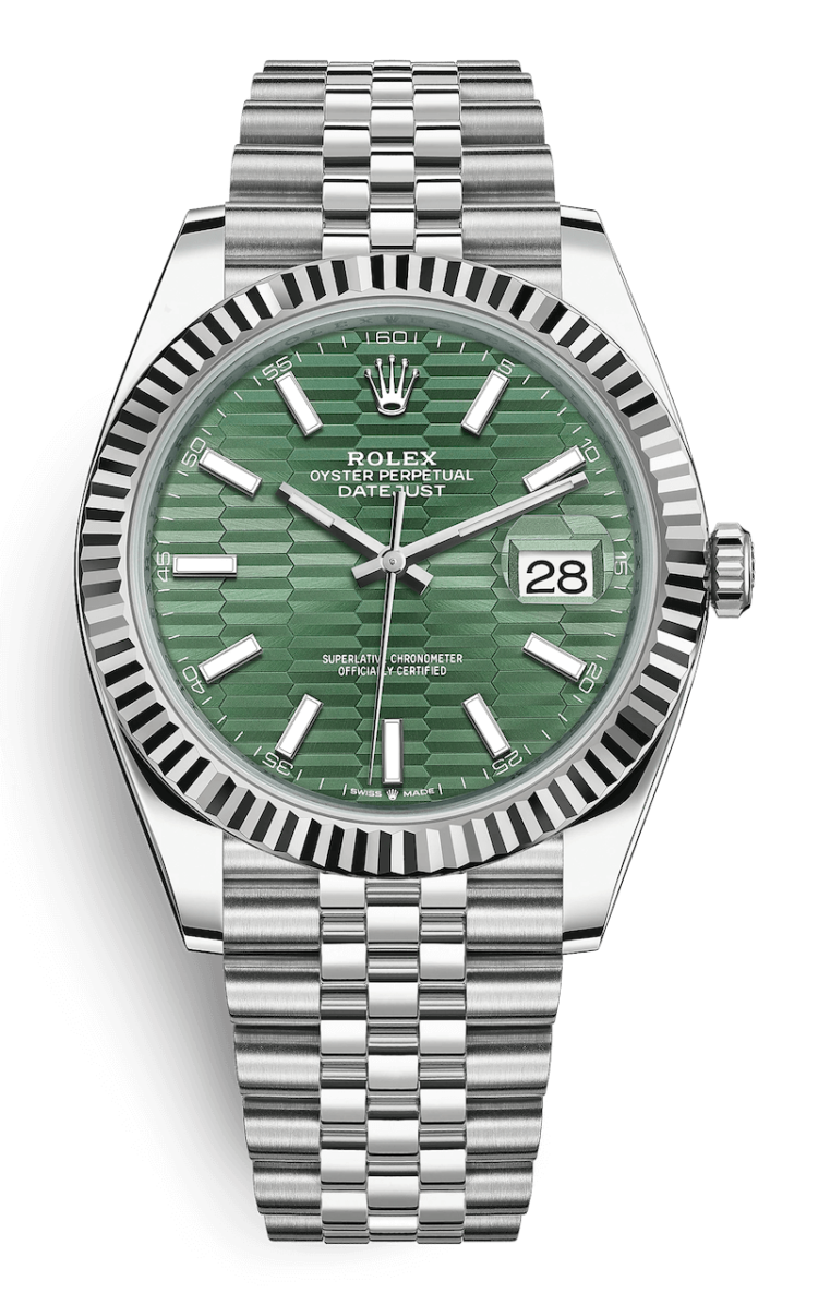 Rolex Datejust 41 White Rolesor Mint Green Fluted Jubilee Men's Watch photo 1