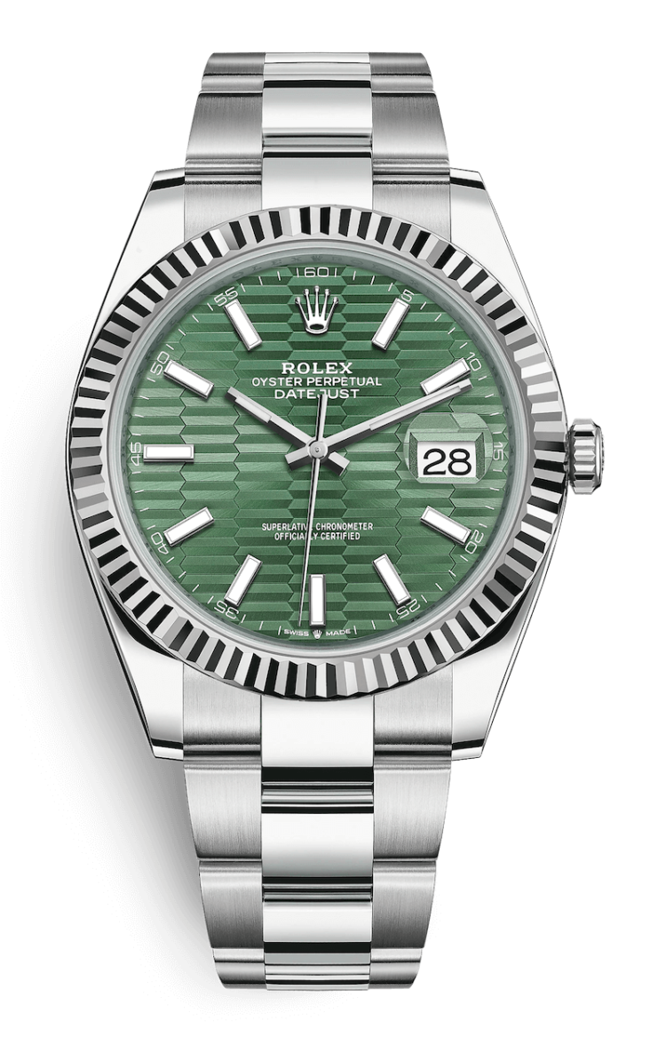 Rolex Datejust 41 White Rolesor Mint Green Fluted Oyster Men's Watch photo 1