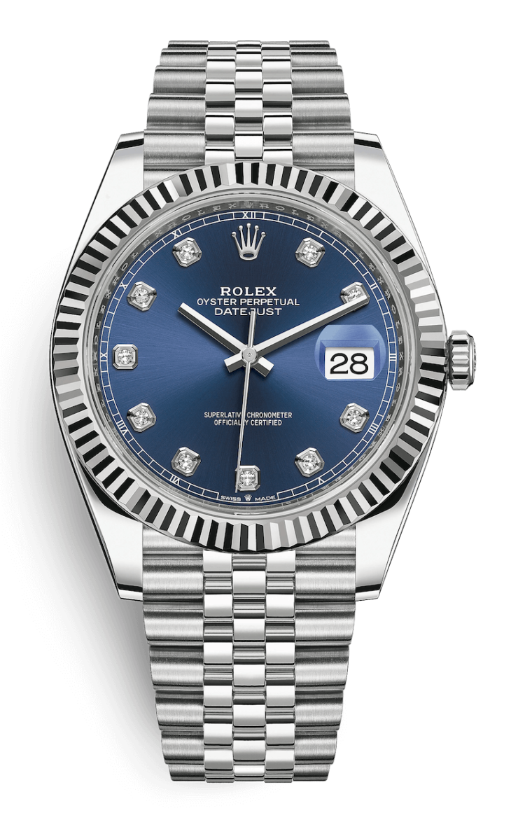 Rolex Datejust 41 White Rolesor Bright Blue Diamond-Set Jubilee Men's Watch photo 1