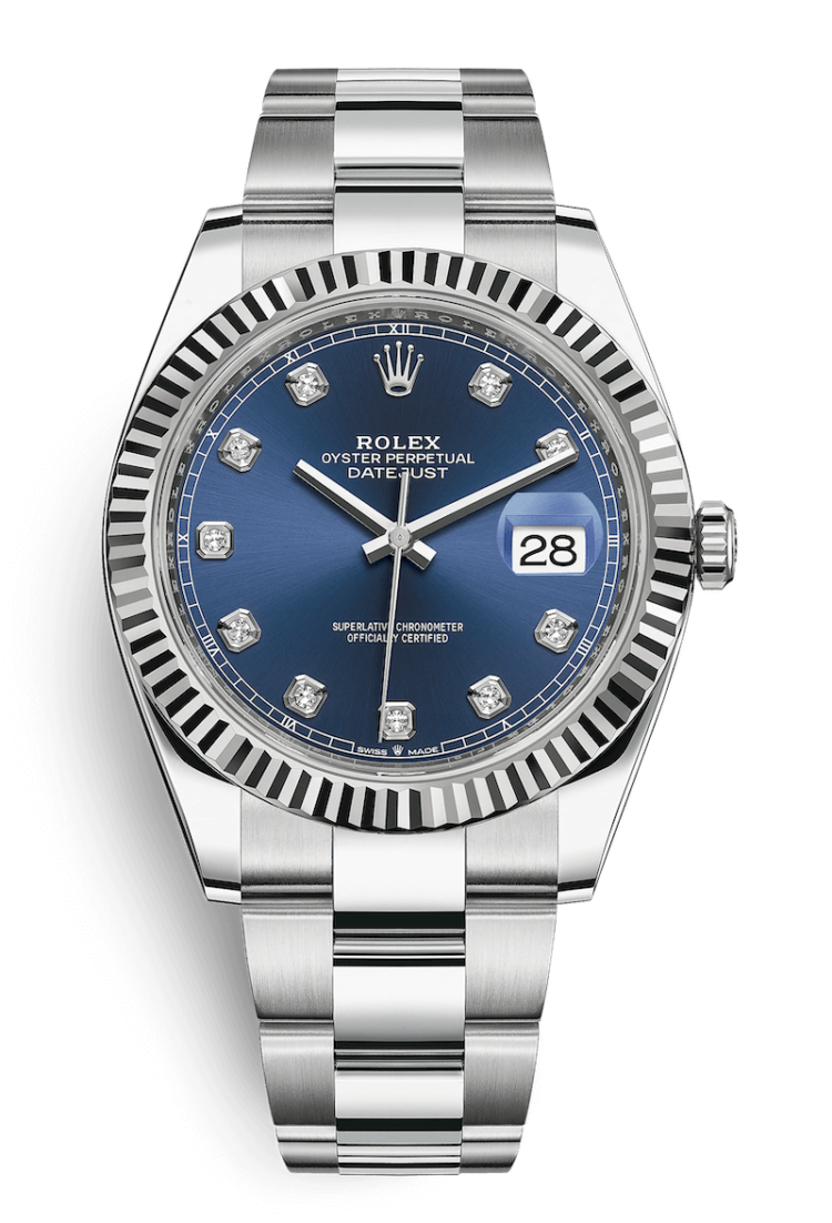 Rolex Datejust 41 White Rolesor Bright Blue Diamond-Set Oyster Men's Watch photo 1