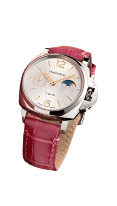 Panerai Luminor Due Luna 38mm Pink Alligator Ladies Watch PAM01180