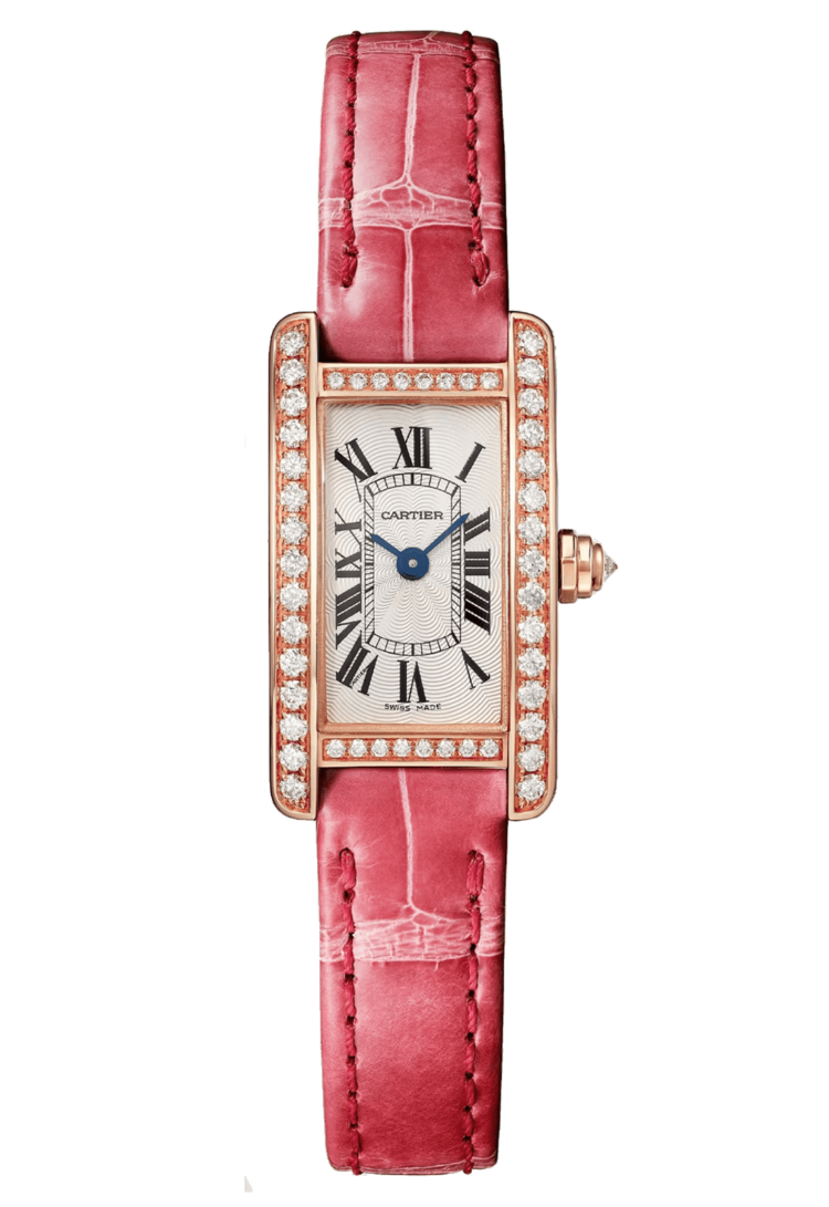 Cartier Tank Americaine Mini Rose Gold Pink Alligator Diamond Ladies Watch photo 1