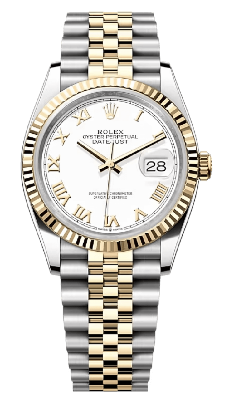 Rolex Datejust 36 Yellow Rolesor White Roman Numeral Jubilee Unisex Watch photo 1