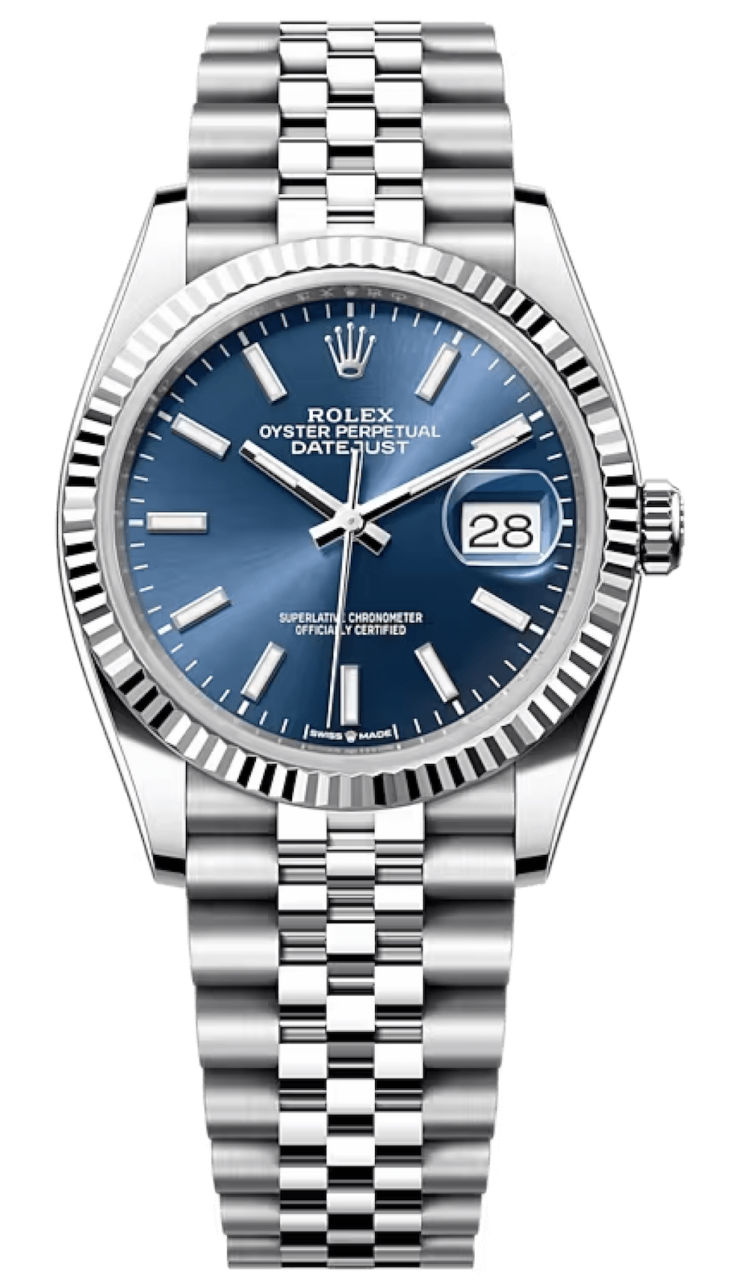 Rolex Datejust 36 White Rolesor Bright Blue Jubilee Unisex Watch photo 1
