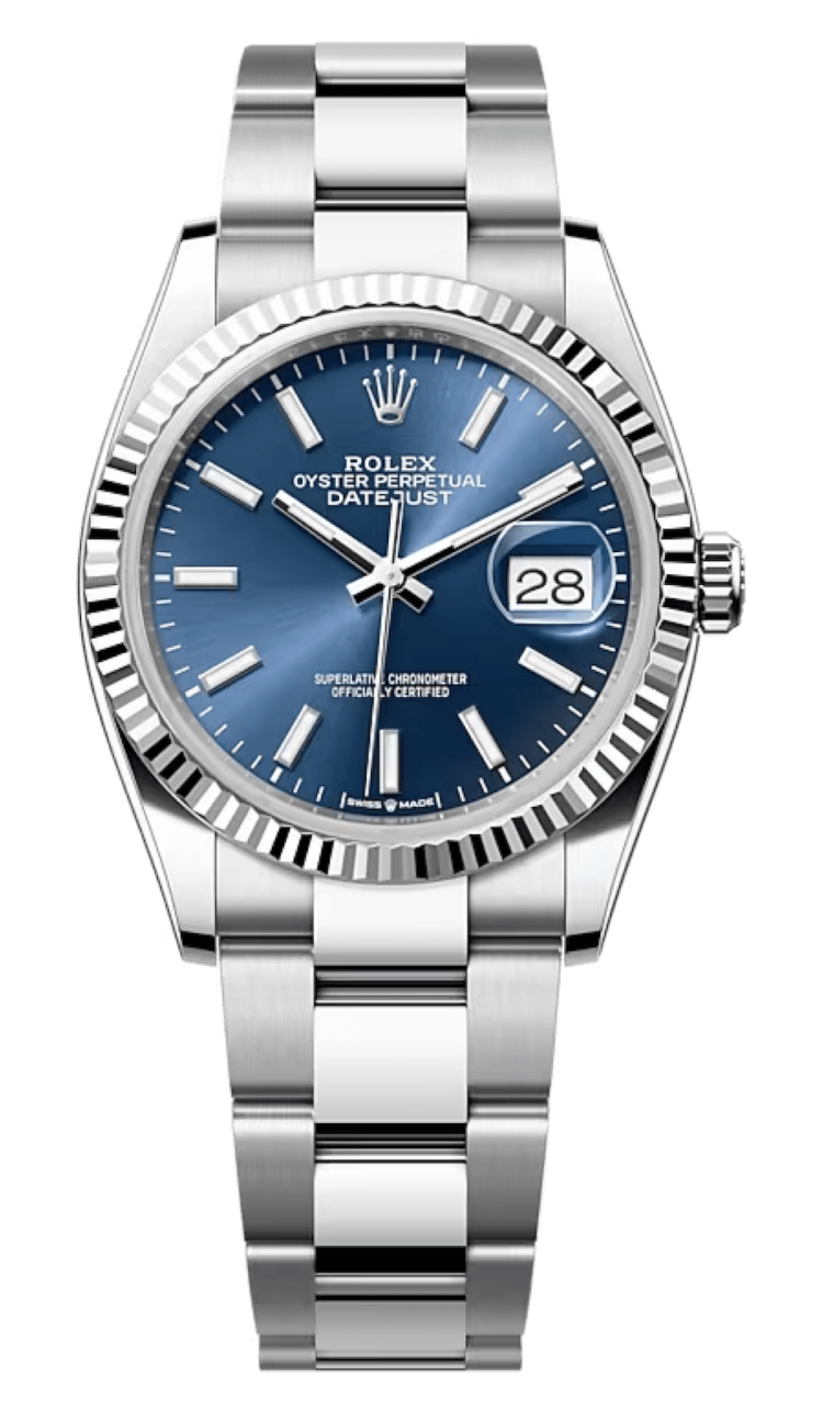Rolex Datejust 36 White Rolesor Bright Blue Oyster Unisex Watch photo 1
