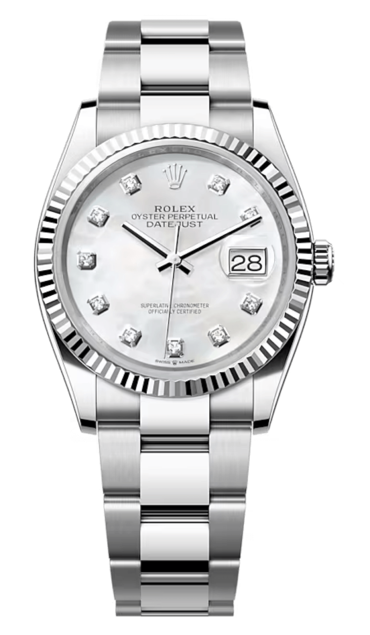 Rolex Datejust 36 White Rolesor Mother-of-Pearl Diamond Oyster Unisex Watch photo 1