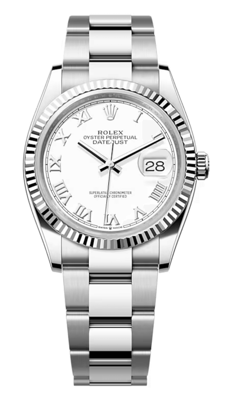Rolex Datejust 36 White Rolesor White Roman Dial Oyster Unisex Watch photo 1