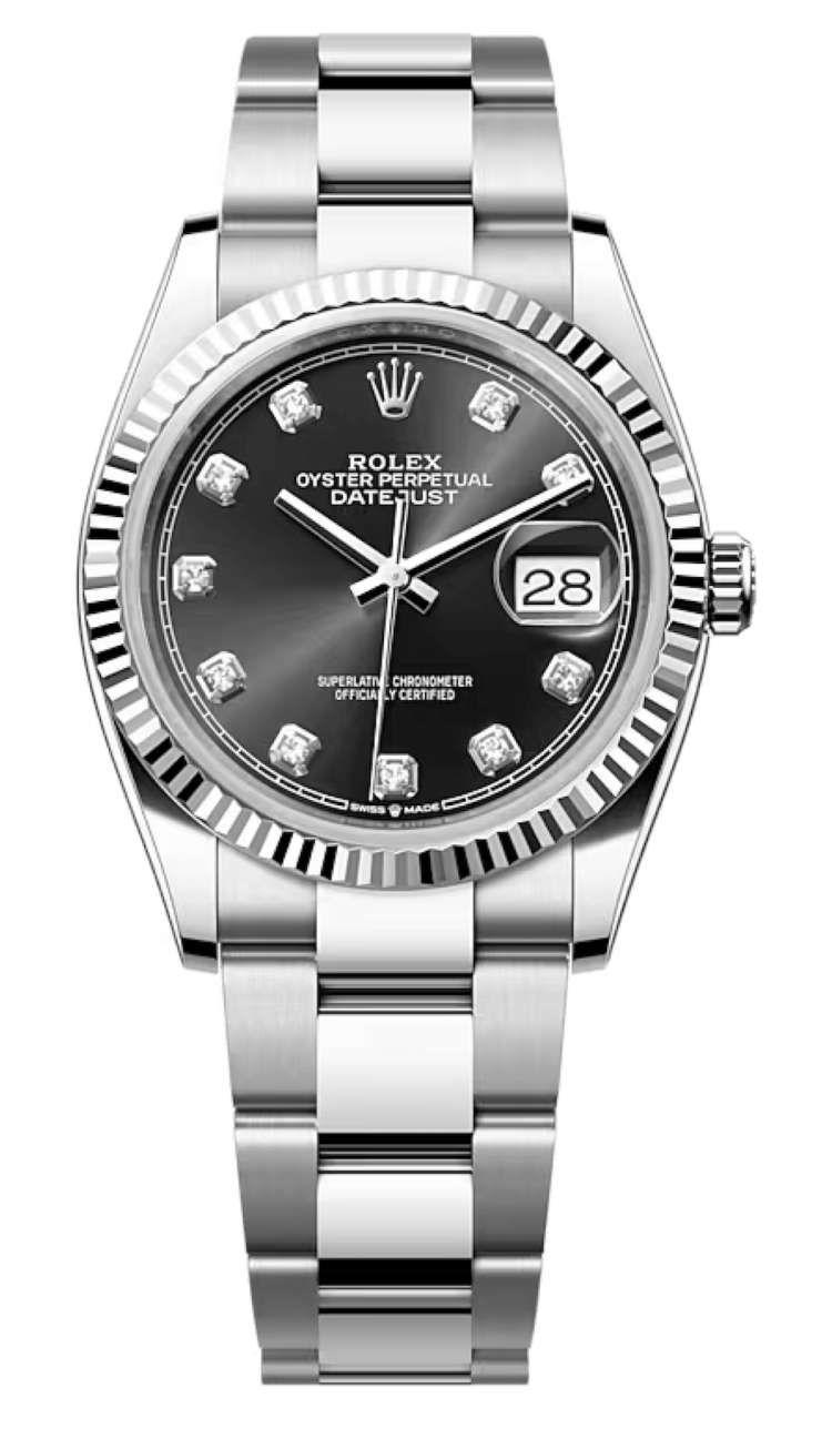 Rolex Datejust 36 White Rolesor Diamond Bright Black Oyster Unisex Watch photo 1
