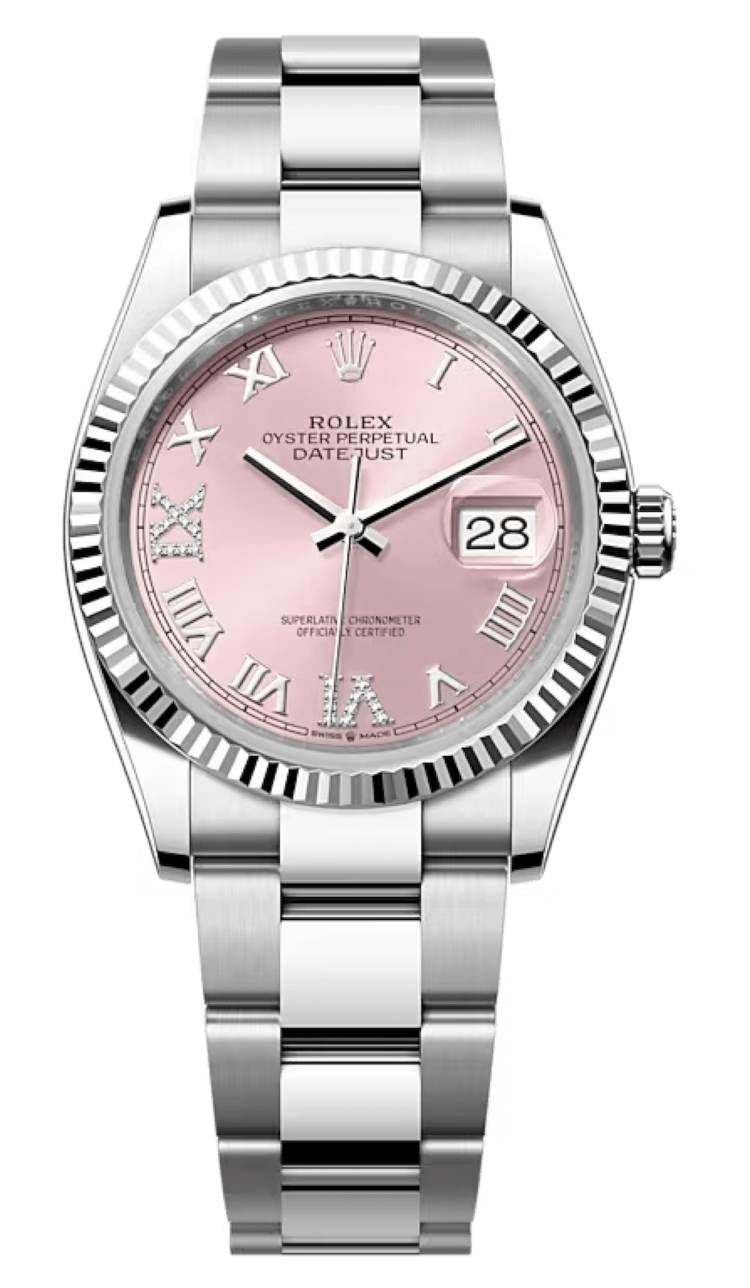 Rolex Datejust 36 White Rolesor Pink Roman Diamond Oyster Unisex Watch photo 1