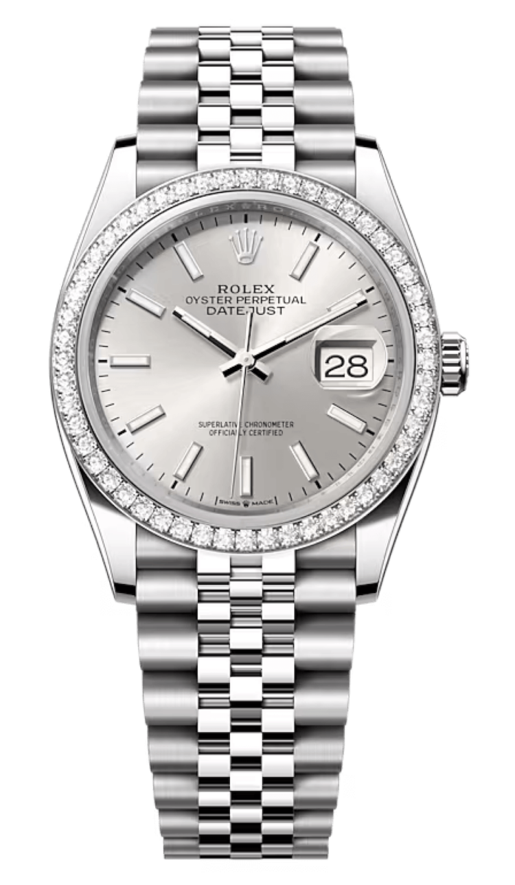 Rolex Datejust 36 White Rolesor Silver Dial Diamond Bezel Unisex Watch photo 1