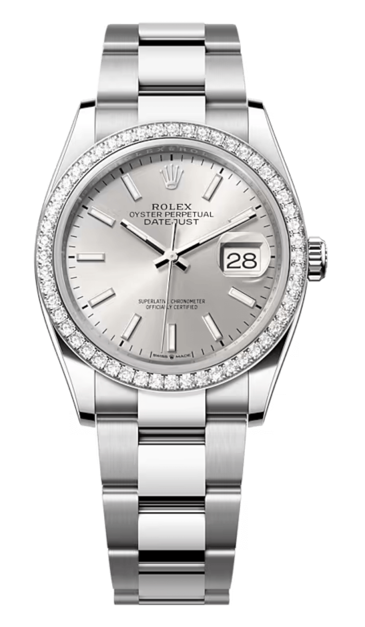 Rolex Datejust 36 White Rolesor Silver Diamond Bezel Oyster Unisex Watch photo 1