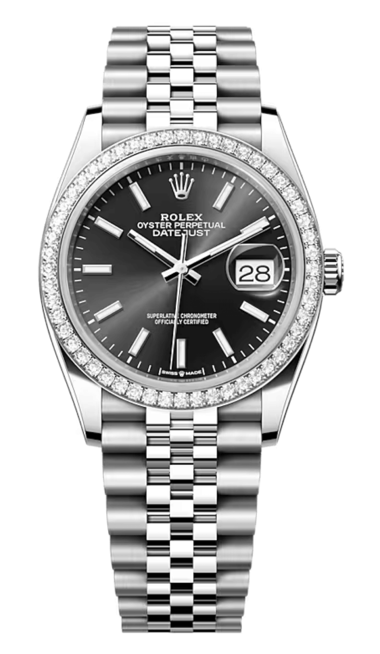 Rolex Datejust 36 White Rolesor Bright Black Diamond Bezel Unisex Watch photo 1