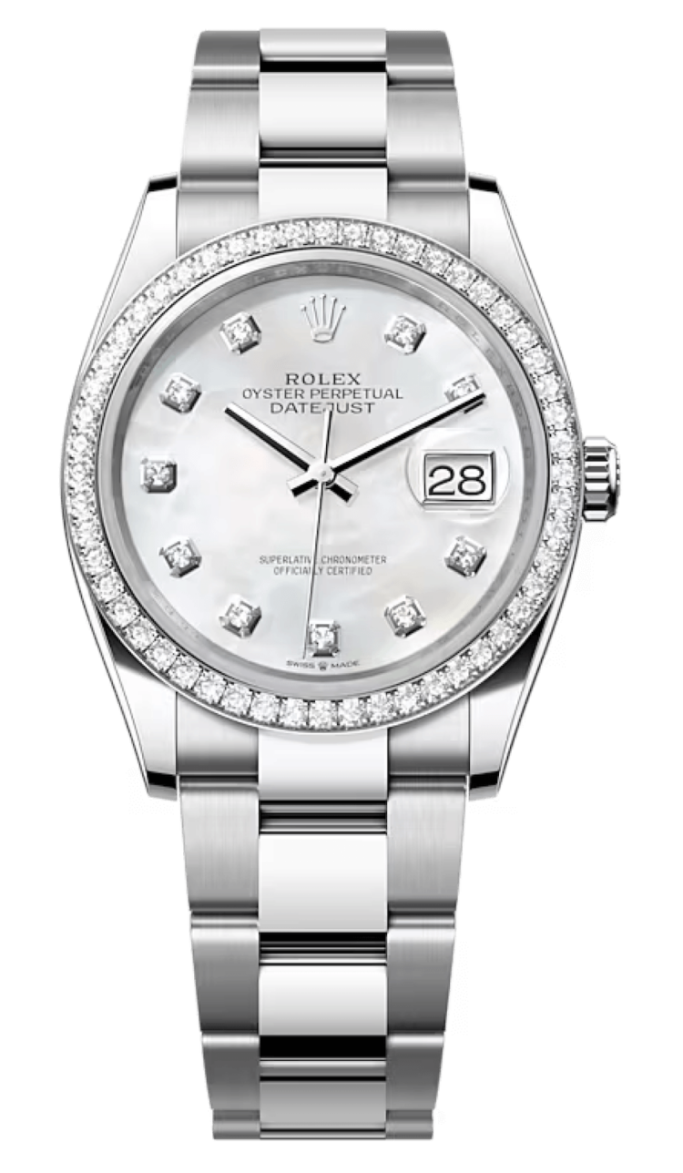Rolex Datejust 36 White Rolesor Mother-of-Pearl Diamond Bezel Oyster Unisex Watch photo 1