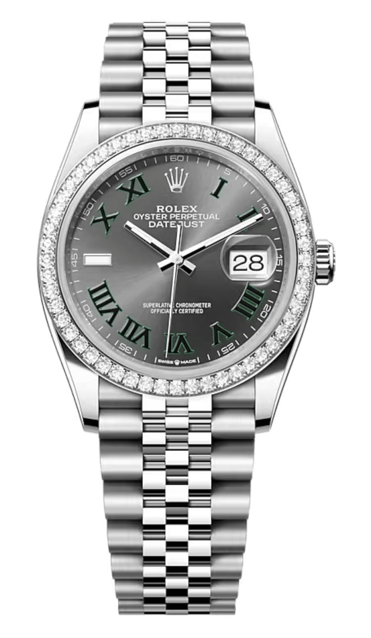 Rolex Datejust 36 White Rolesor Slate Roman Diamond Bezel Unisex Watch photo 1
