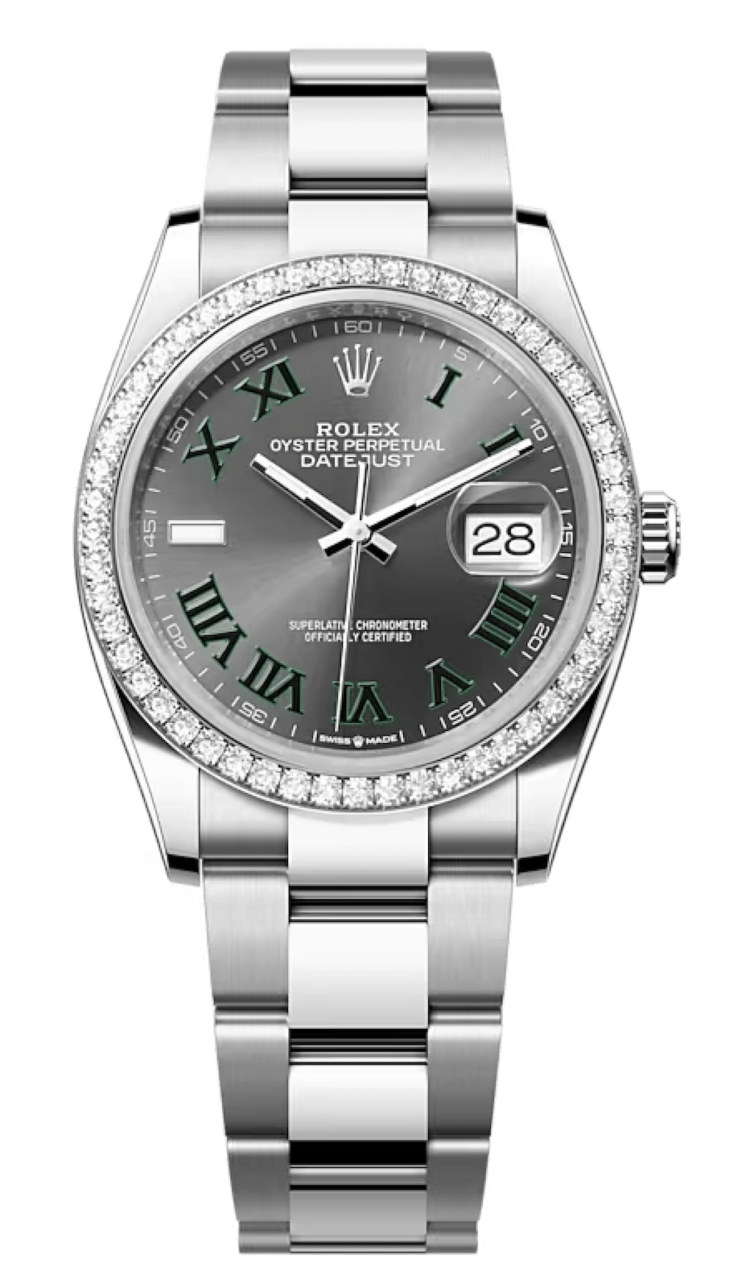 Rolex Datejust 36 White Rolesor Slate Diamond Bezel Oyster Unisex Watch photo 1