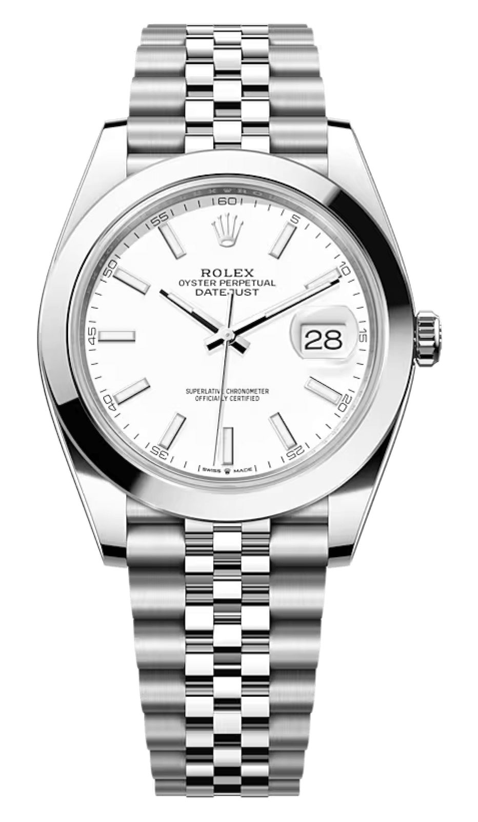 Rolex Datejust 41 White Lacquer Stainless Steel Smooth Jubilee Men’s ...