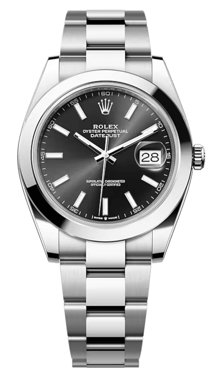 Rolex Datejust 41 Bright Black Dial Stainless Steel Smooth Oyster Men's Watch photo 1