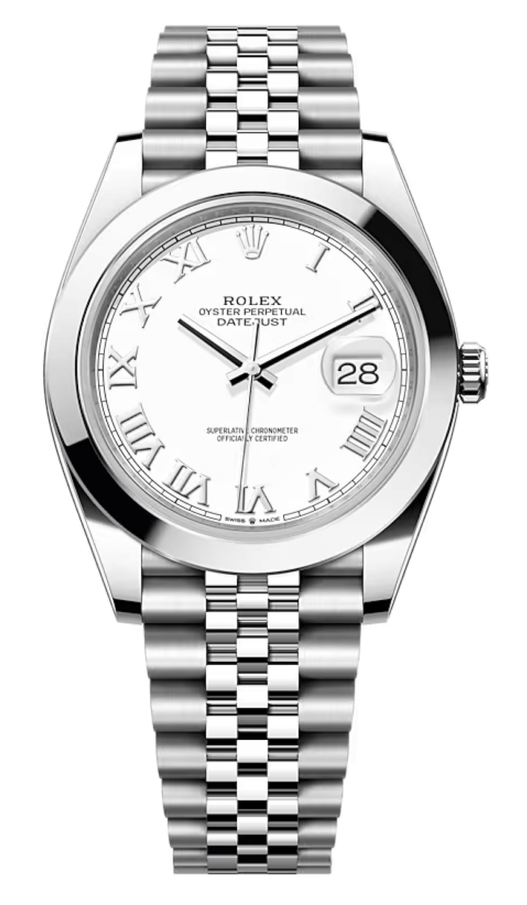 Rolex Datejust 41 White Lacquer Roman Steel Smooth Jubilee Men's Watch photo 1