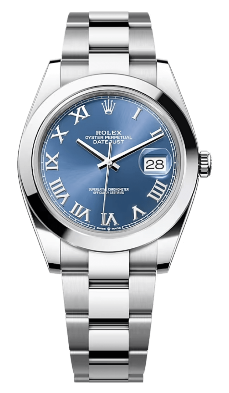 Rolex Datejust 41 Azzurro Blue Roman Dial Smooth Oystersteel Men's Watch photo 1