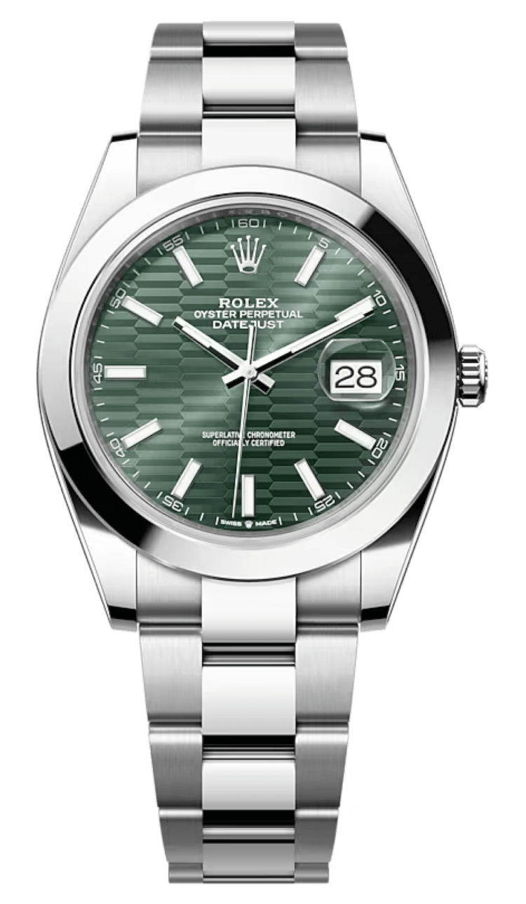 Rolex Datejust 41 Mint Green Fluted Stainless Steel Smooth Oyster Men's Watch photo 1