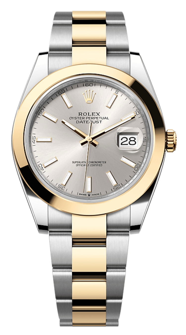 Rolex Datejust 41 Yellow Rolesor Silver Dial Smooth Bezel Oyster Men's Watch photo 1
