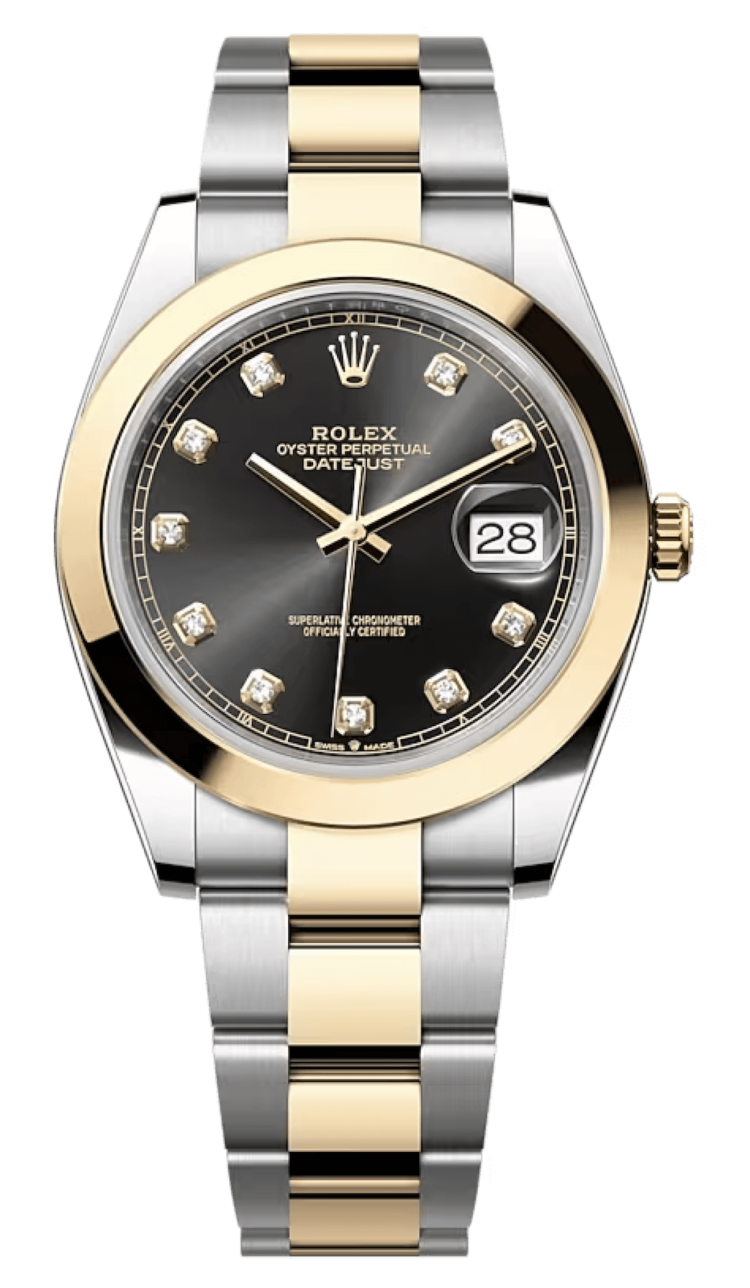 Rolex Datejust 41 Yellow Rolesor Bright Black Diamond Smooth Oyster Men's Watch photo 1