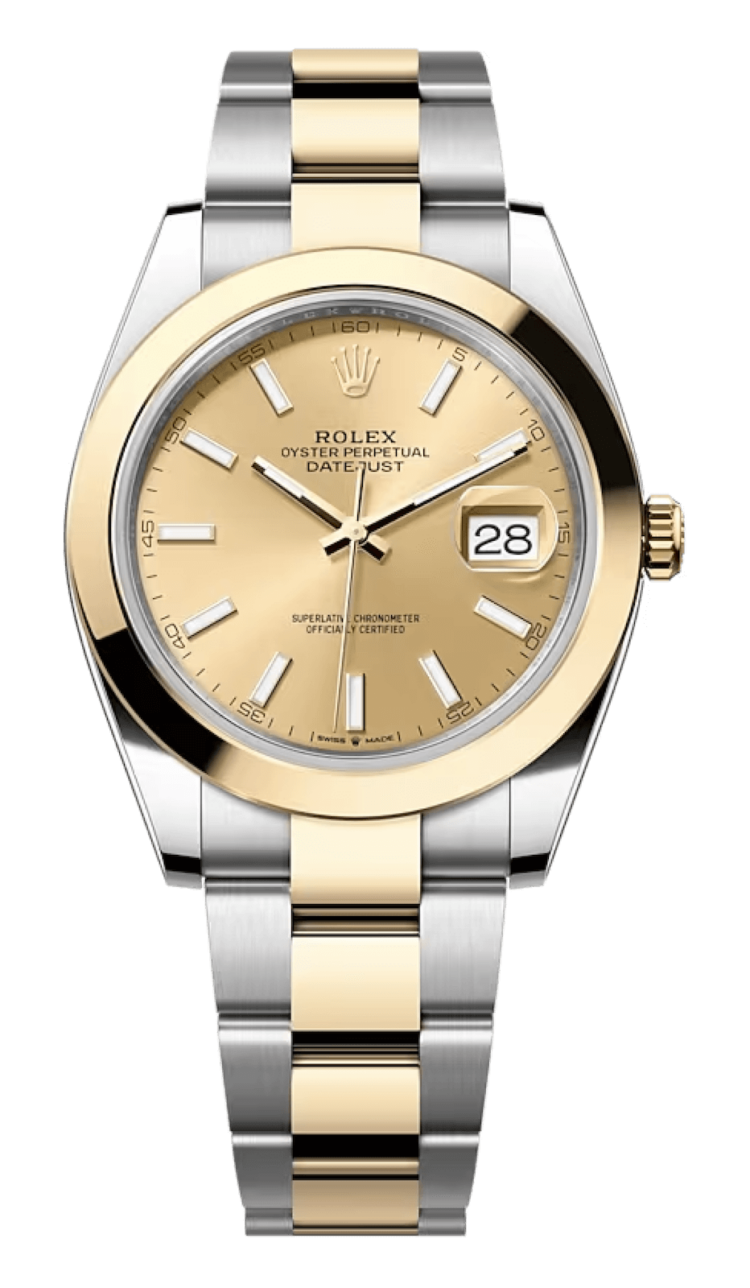 Rolex Datejust 41 Yellow Rolesor Champagne Smooth Bezel Oyster Men's Watch photo 1