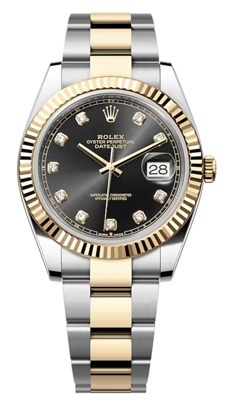 Rolex Datejust 41 Yellow Rolesor Bright Black Diamond Fluted Oyster Men's Watch photo 1