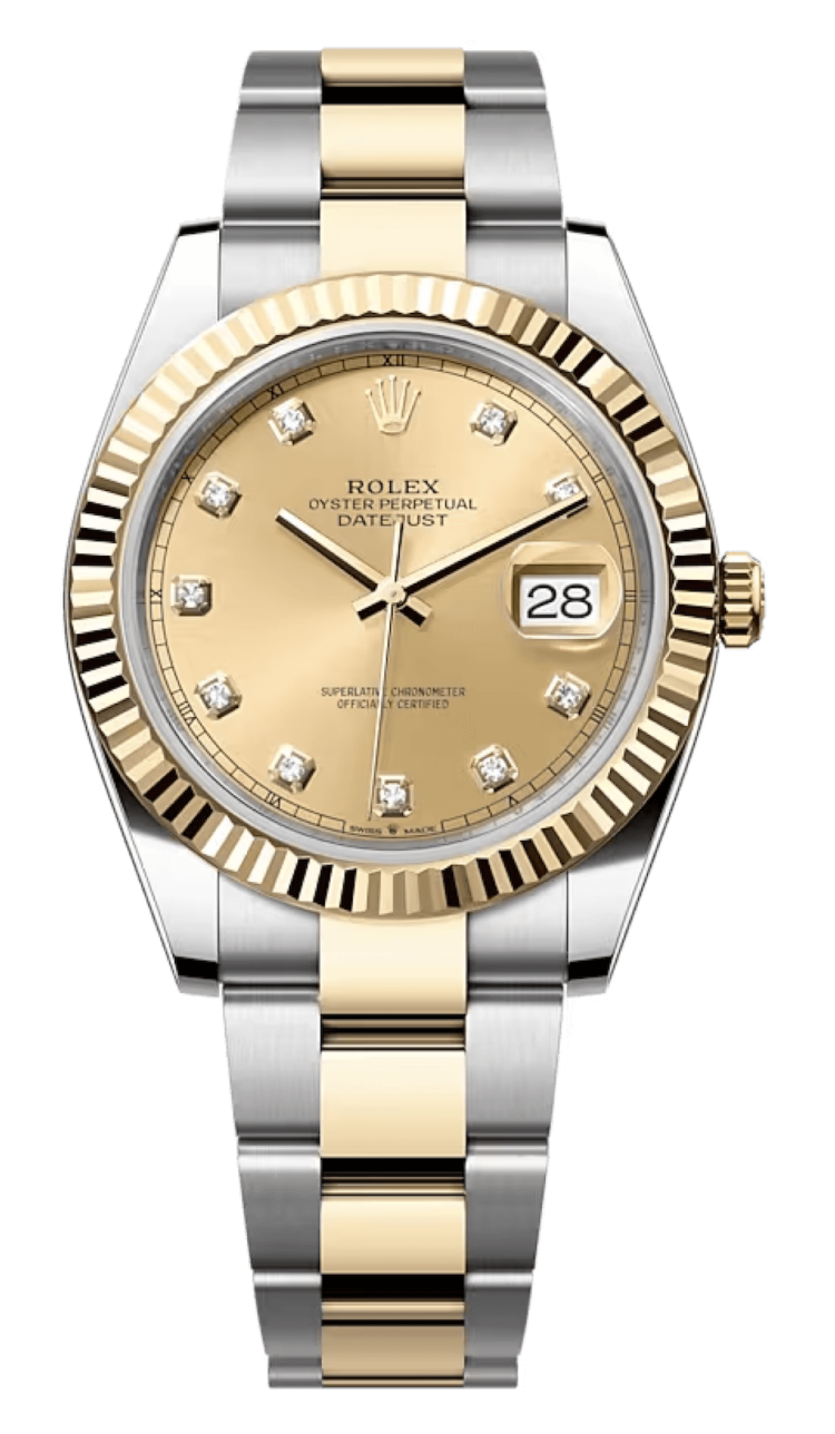 Rolex Datejust 41 Yellow Rolesor Champagne Diamond Fluted Oyster Men's Watch photo 1