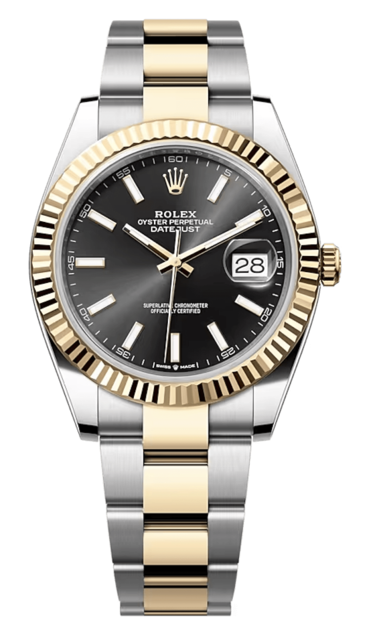 Rolex Datejust 41 Yellow Rolesor Bright Black Dial Fluted Oyster Men's Watch photo 1
