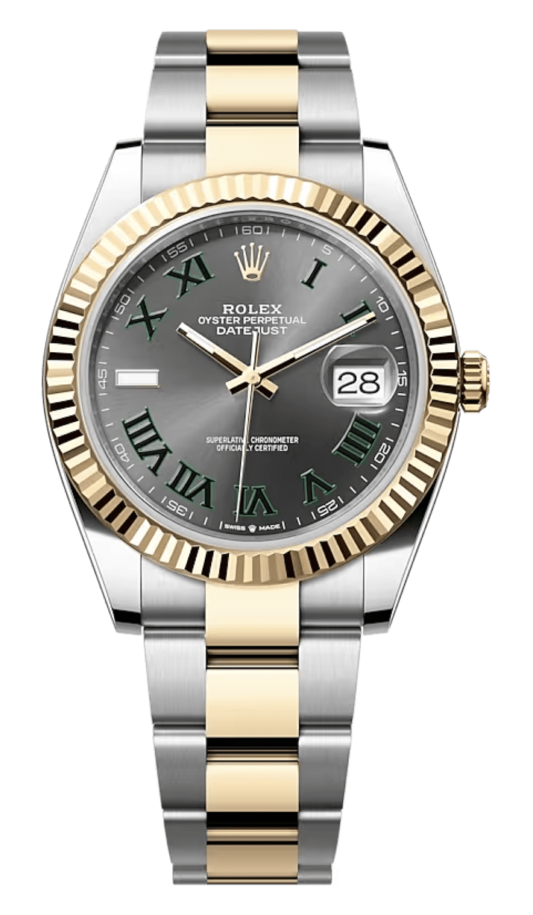 Rolex Datejust 41 Yellow Rolesor Slate Roman Fluted Oyster Men's Watch photo 1
