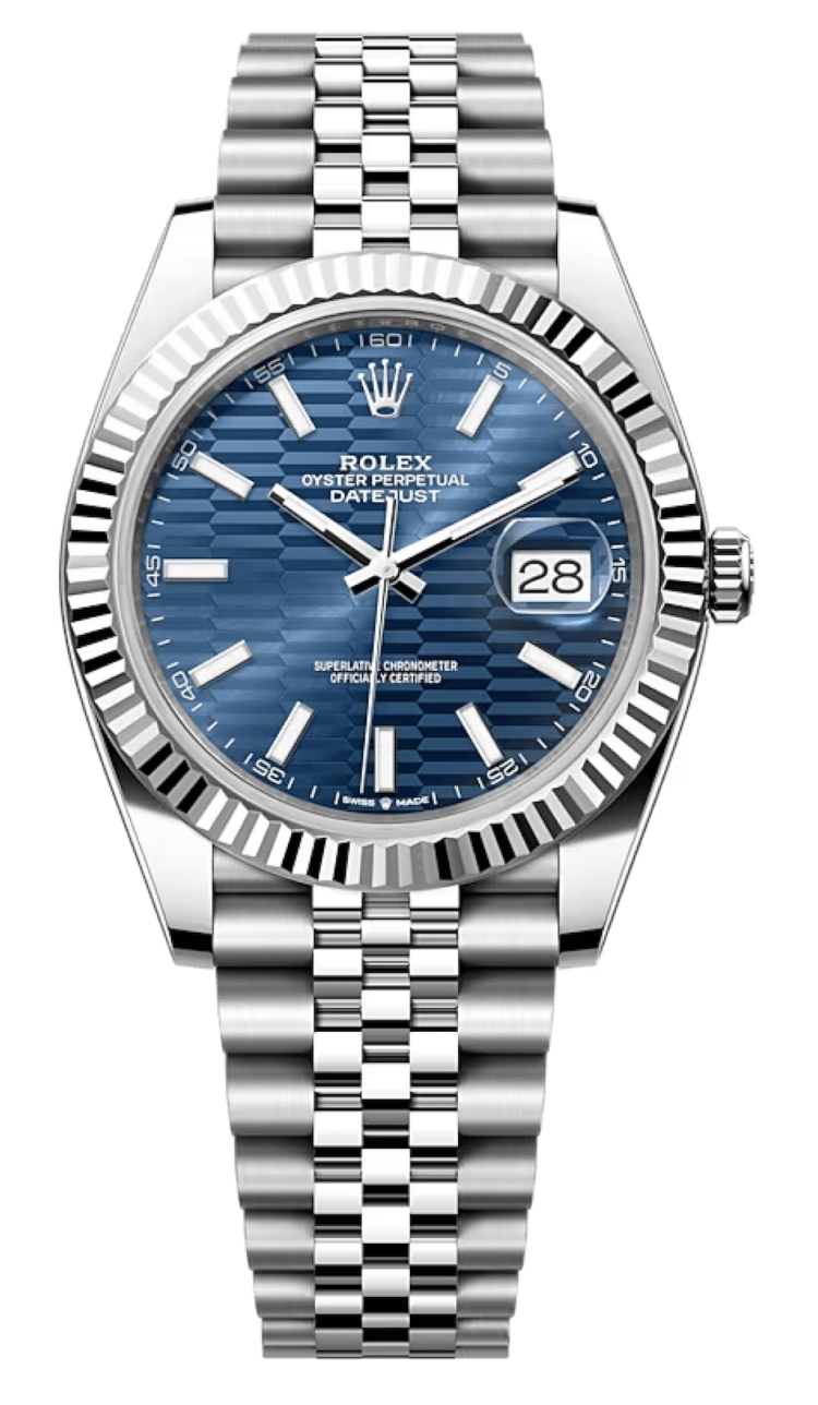Rolex Datejust 41 White Rolesor Bright Blue Fluted Jubilee Men's Watch photo 1