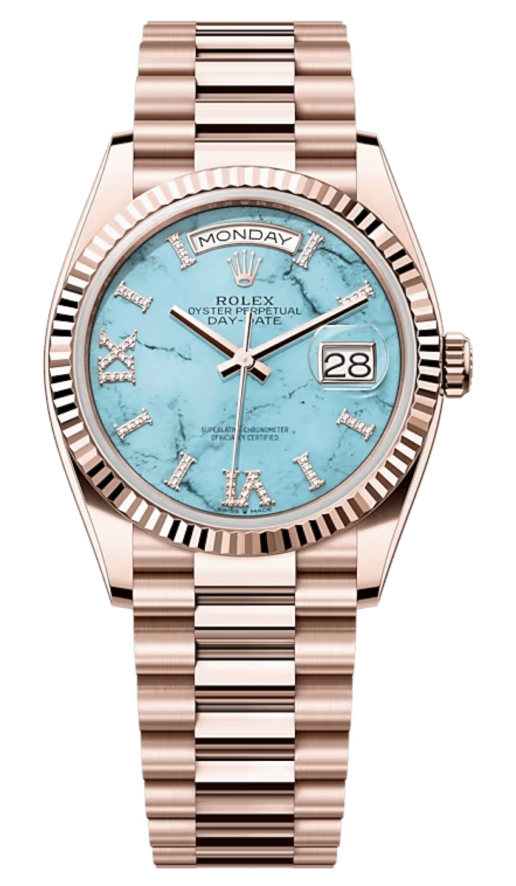 Rolex Day-Date 36 Everose Gold Turquoise Diamond President Unisex Watch photo 1
