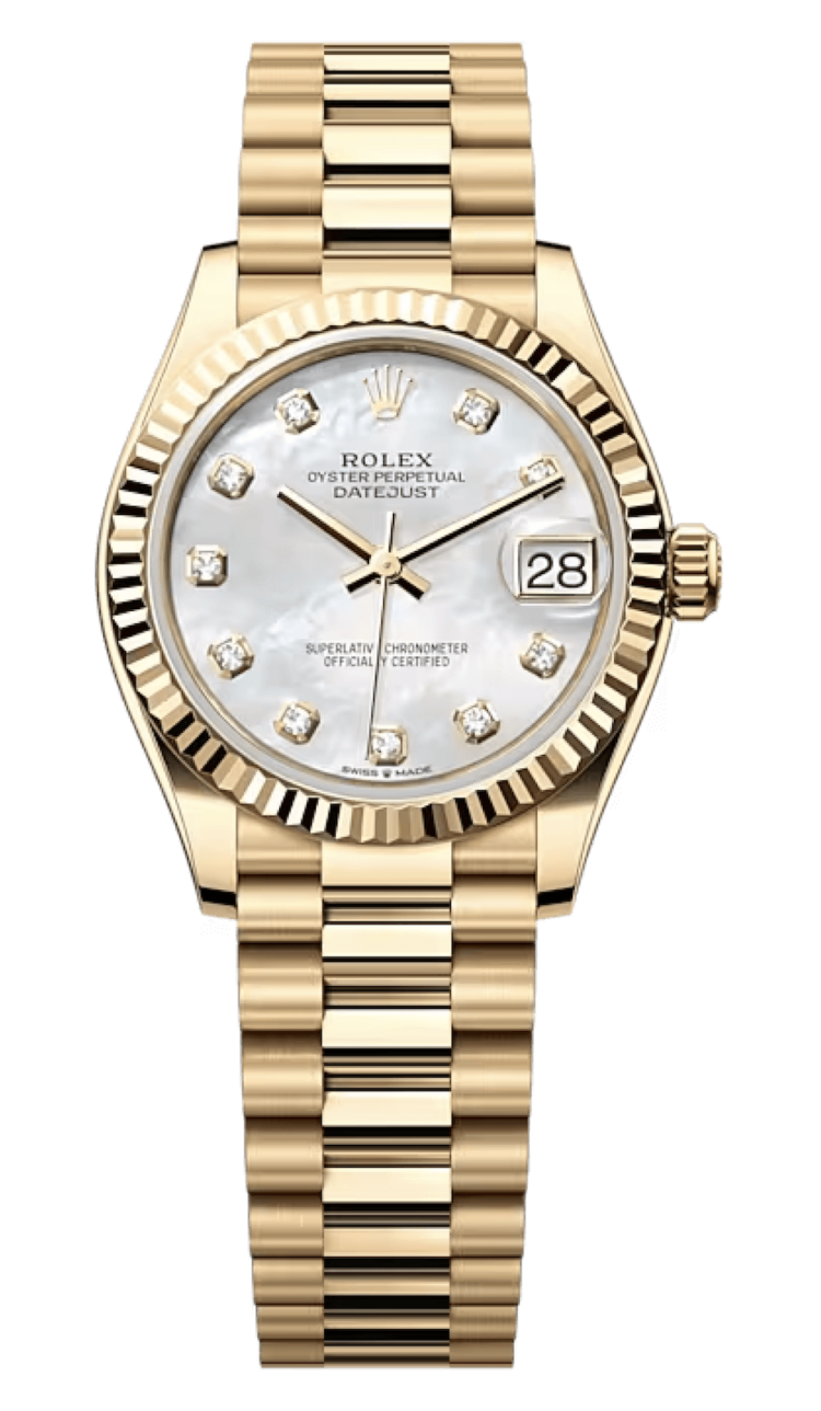 Rolex Datejust 31 Yellow Gold Diamond-Set Mother-of-Pearl President Ladies Watch photo 1