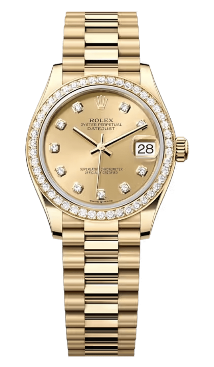 Rolex Datejust 31 Yellow Gold Diamond Champagne President Ladies Watch photo 1