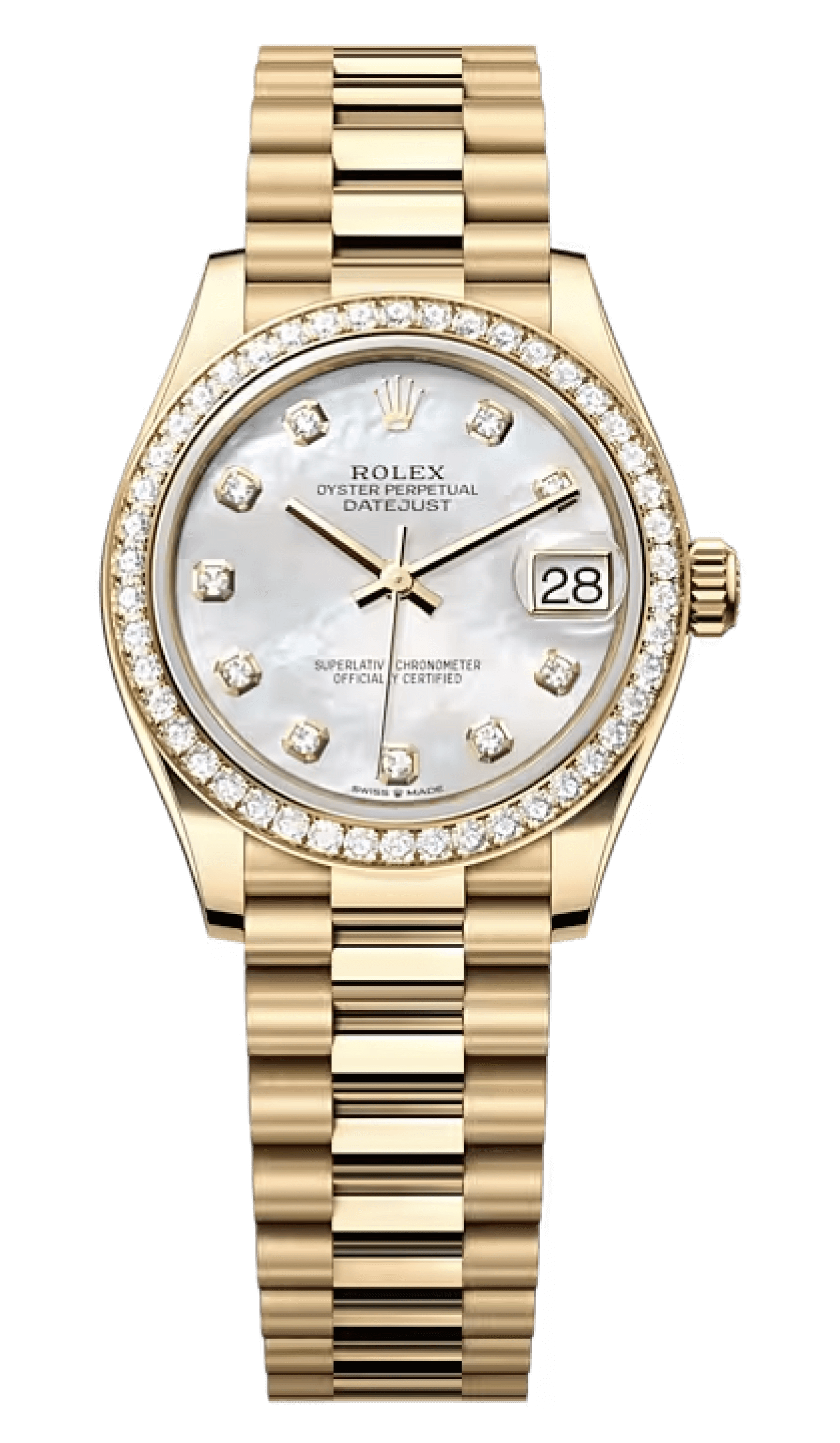 Rolex Datejust 31 Yellow Gold Diamond Mother-of-Pearl President Ladies ...